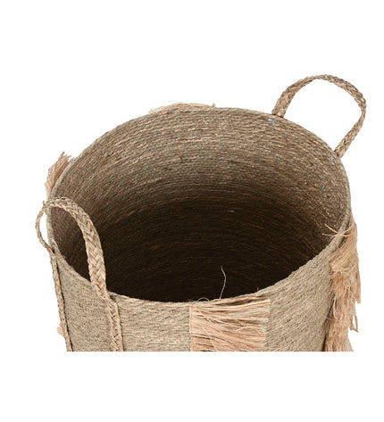 Home ESPRIT natural sea grass basket set with two storage containers, ideal for home organization and kitchen storage.