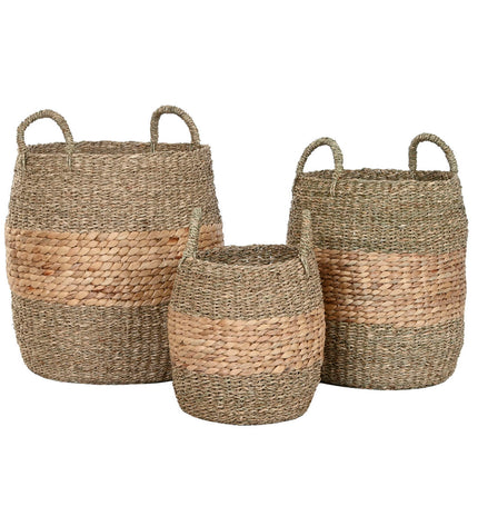 Home ESPRIT waterhyacinth basket spelset with three storage containers for household organization and kitchen use.