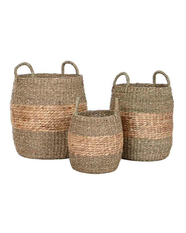 Home ESPRIT waterhyacinth basket spelset with three storage containers for household organization and kitchen use.
