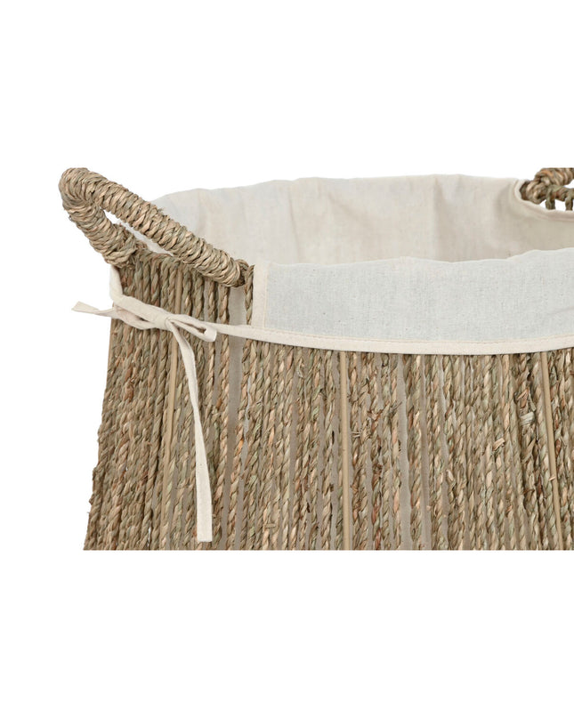 Set of two Home ESPRIT natural seaweed woven laundry baskets, 43x43x48 cm, for home organization and storage.