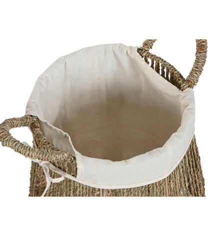 Home ESPRIT natural seaweed laundry baskets, 43x43x48 cm, set of 2, for home organization and storage.
