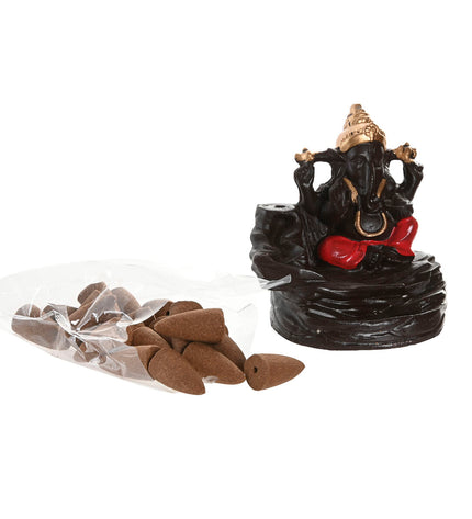 Home ESPRIT ceramic mandala incense oil burner for home decor, 13x8x12.5 cm, with six Indian-style oil burners and incense sticks.