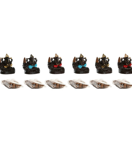 Home ESPRIT keramische mandala geurbranders with Indian-inspired design, 13x8x12.5 cm, set of 6 for home decor and incense use.