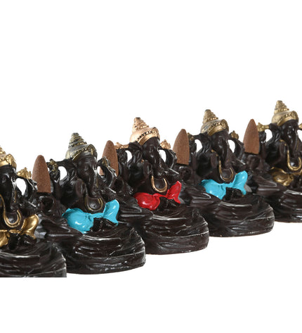 Home ESPRIT ceramic mandala incense oil burner, Indian style, 13x8x12.5 cm, with six Wierook sticks for home decor and aromatherapy.
