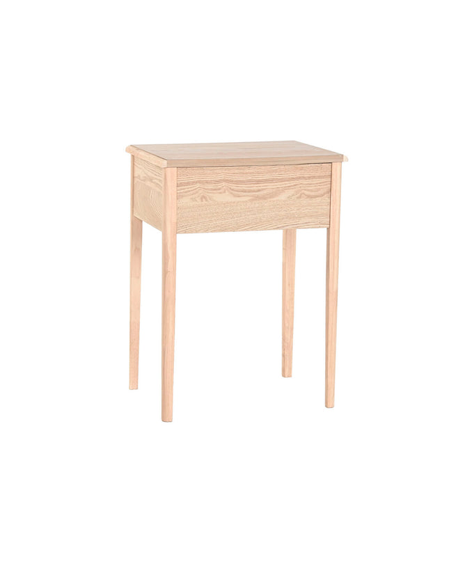 Home ESPRIT Nachtkastje in natuurlijk wood finish, 48x35x65 cm, with drawer and open shelf for bedroom storage.
