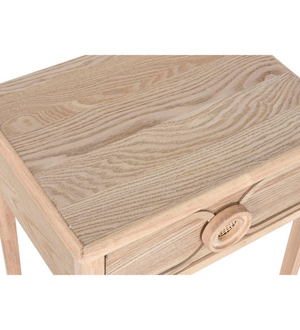 Home ESPRIT Nachtkastje in natuurlijk wood finish with dimensions 48x35x65 cm, featuring sleek design and practical storage.