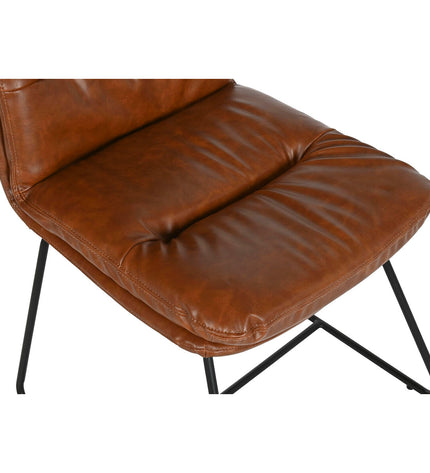 Home ESPRIT kitchen chair with synthetic leather seat and metal frame, measuring 71 x 49 x 90 cm.