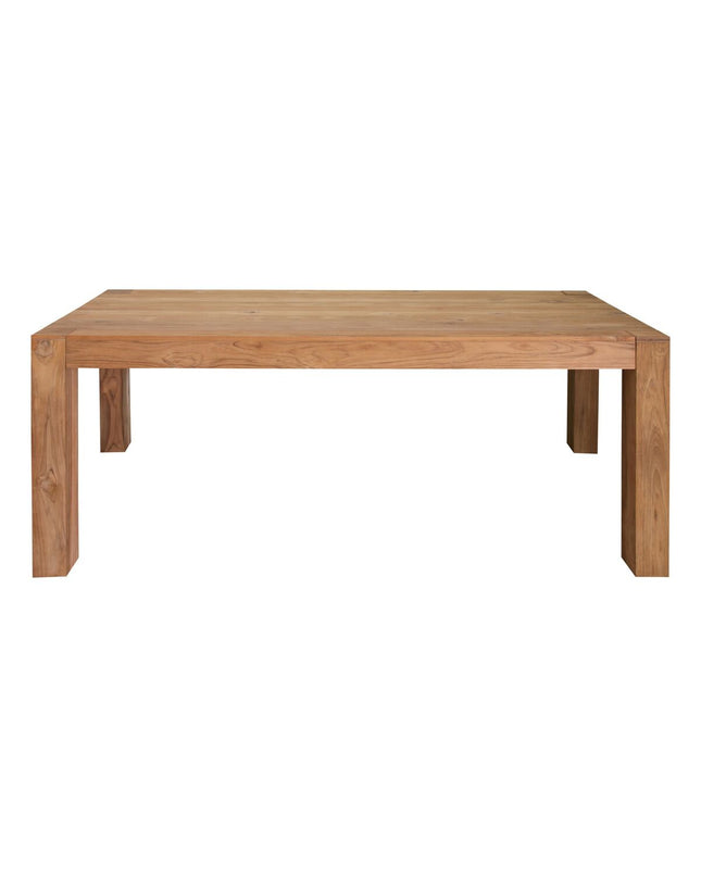 Home ESPRIT eettafel in bruin teakhout, 200x100x76 cm, with a sturdy rectangular design and natural wood grain finish.
