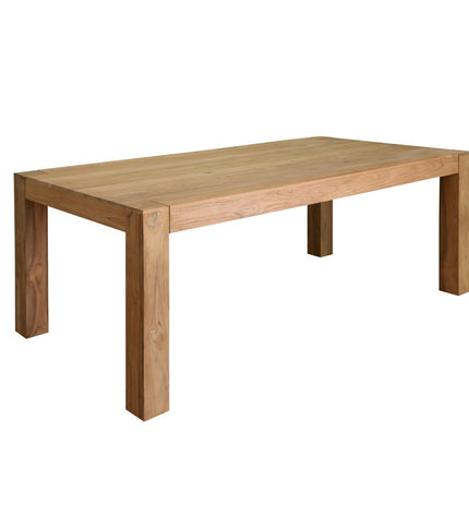 Home ESPRIT eettafel in bruin teakhout, 200x100x76 cm, with a sturdy rectangular design and natural wood grain finish.