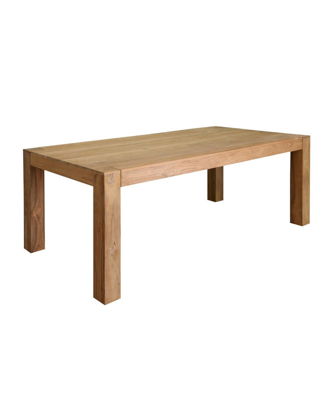 Home ESPRIT eettafel in bruin teakhout, 200x100x76 cm, with a sturdy rectangular design and natural wood grain finish.