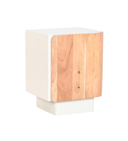 Home ESPRIT white natural bedside table with 40x35x50 cm dimensions, featuring a sleek design for modern bedroom decor.