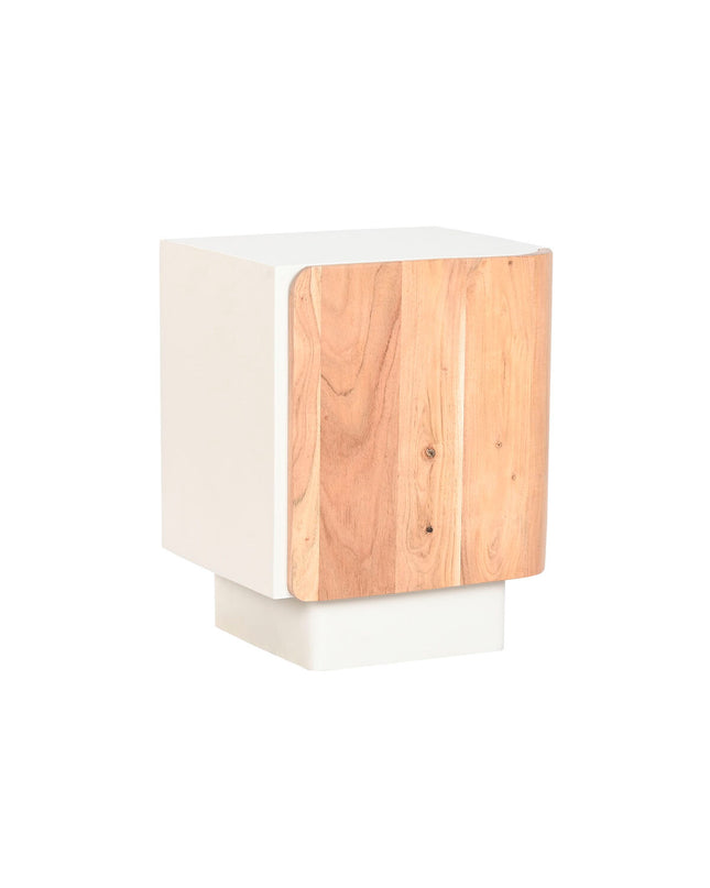 Home ESPRIT white natural bedside table with 40x35x50 cm dimensions, featuring a sleek design for modern bedroom decor.