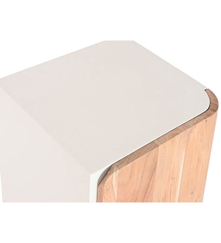 Home ESPRIT Nachtkastje in wit en natuurlijk hout, 40x35x50 cm, modern bedside table with storage drawer.