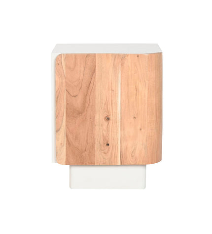 Home ESPRIT Nachtkastje in wit en natuurlijk hout, 40x35x50 cm, met lade en open vak voor slaapkamer of woonkamer.