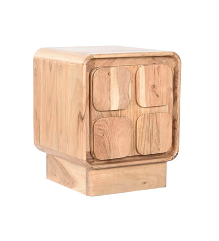 Home ESPRIT Nachtkastje in natuurlijk hout, 40x40x50 cm, modern bedside table with clean lines and wooden finish.