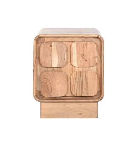 Home ESPRIT Nachtkastje in natuurlijk finish, 40x40x50 cm, with drawer and smooth surface for bedroom storage.