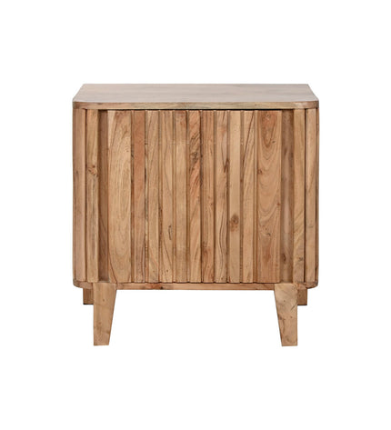 Home ESPRIT nightstand in wood finish, measuring 50x40x55 cm, with a modern design and storage drawer.