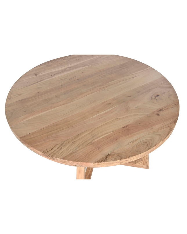 Home ESPRIT acacia dining table, square 115x115 cm with sturdy wooden surface and modern design for home dining spaces.