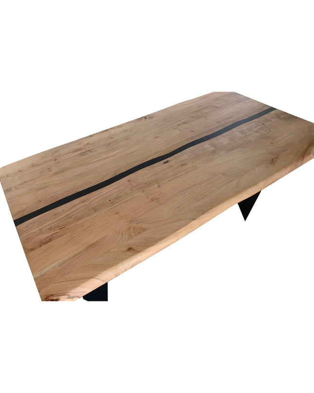Home ESPRIT Eettafel with acacia wood top and metal frame, measuring 200x100x76 cm, ideal for dining and living spaces.