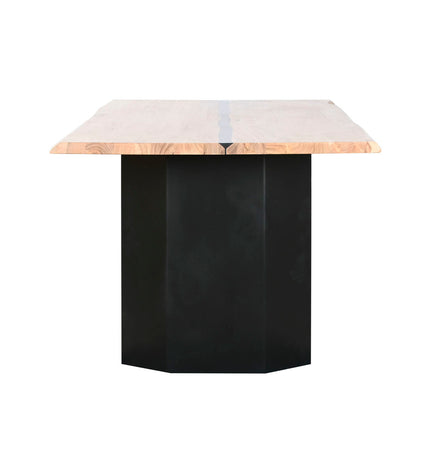 Home ESPRIT eettafel with metal frame and acacia wood top, measuring 200x100x76 cm, in a modern dining room setting.