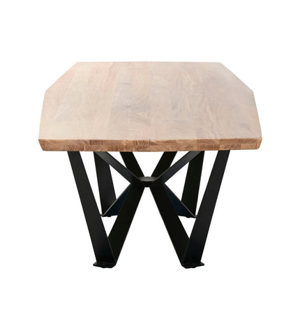 Home ESPRIT eettafel with acacia wood top and metal frame, measuring 220 x 100 x 76 cm, in a modern dining room setting.