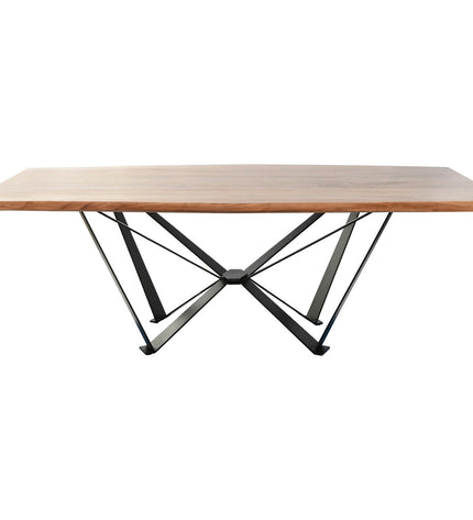 Home ESPRIT Eettafel with metal frame and acacia wood top, 220 x 100 x 76 cm, in a modern dining room setting.