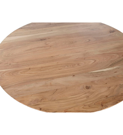 Home ESPRIT Eettafel with metal frame and acacia wood top, 130x130x76 cm, modern dining table for home interiors.