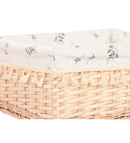Home ESPRIT wicker laundry basket with shabby chic design, 48x38x22 cm, featuring five storage compartments in natural finish.