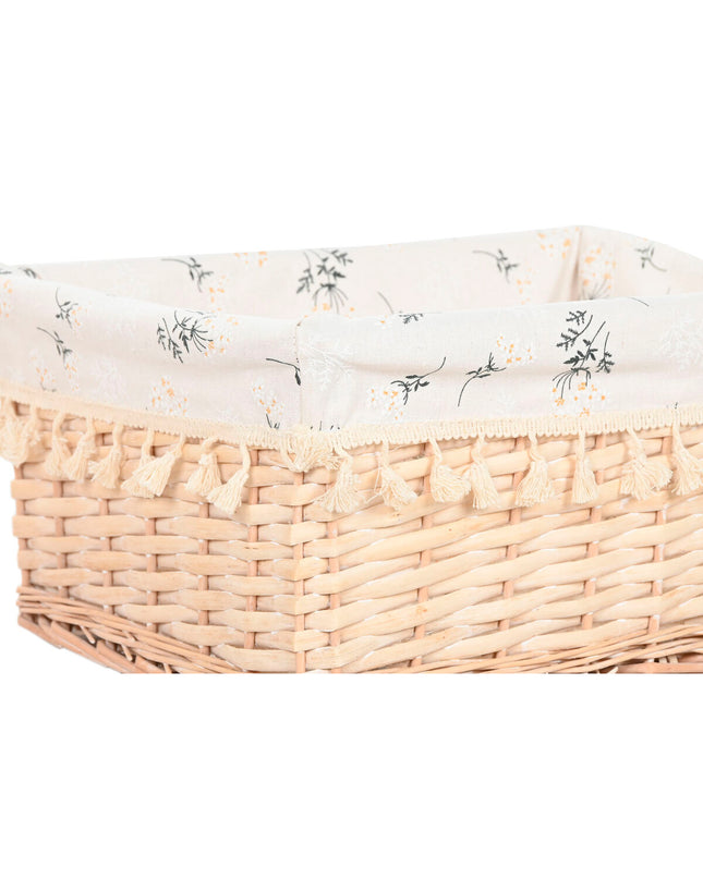 Home ESPRIT wicker laundry basket with shabby chic design, 48x38x22 cm, featuring five storage compartments in natural finish.
