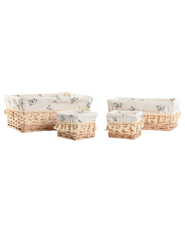 Home ESPRIT Wasmand Natuurlijk Vlechtwerk Shabby Chic, 36x25x16 cm, four-part storage basket for home organization.
