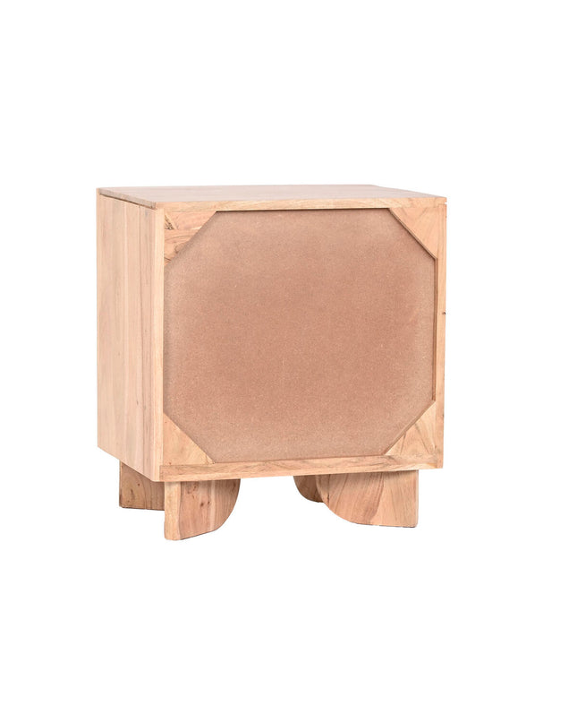 Home ESPRIT nightstand, 50x35.5x55.5 cm, wooden bedside table with a modern design, featuring a drawer and open storage space.