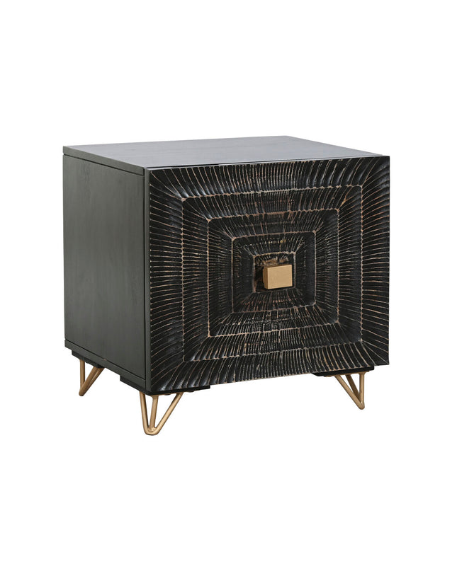 Home ESPRIT black and gold bedside table with 50x40x50 cm dimensions, featuring a sleek modern design for bedroom decor.