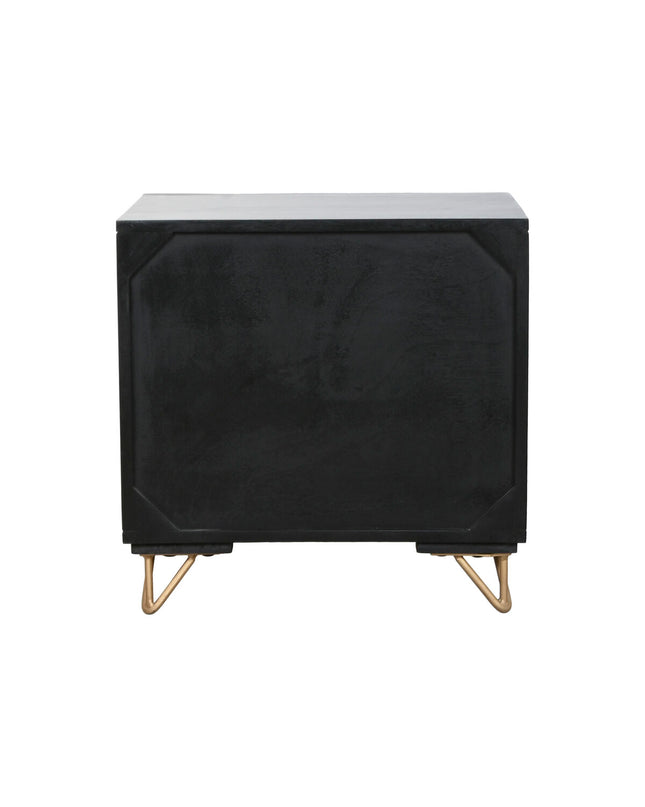 Home ESPRIT Nachtkastje in zwart en goud, 50x40x50 cm, modern bedside table with sleek design and metallic accents.