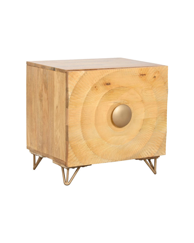Home ESPRIT Nachtkastje in goudkleurig hout, natuurlijk design, 50x40x50 cm, modern bedside table for bedroom decor.