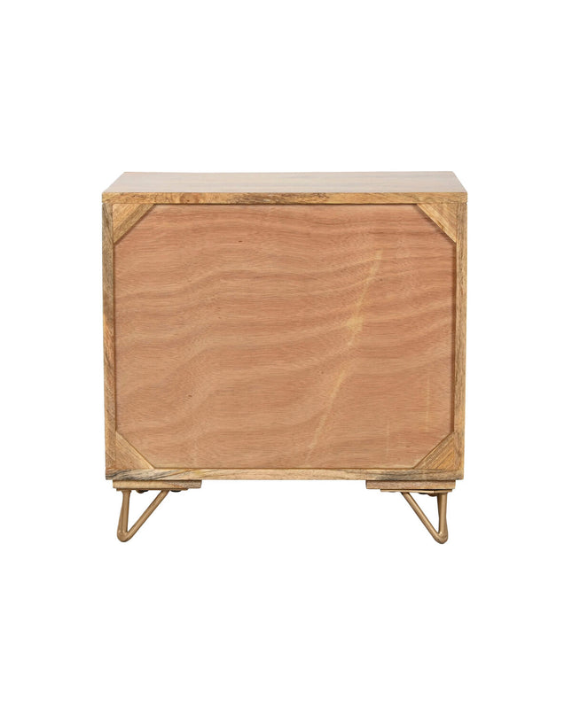 Home ESPRIT Nachtkastje in goudkleurig natuurlijk hout, 50x40x50 cm, meubel voor huis en koken, stijlvolle en praktische bedside table.