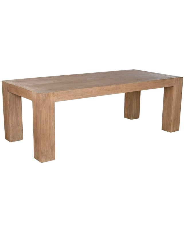 Home ESPRIT eettafel in natuurlijk elmhout, 220x100x76 cm, showing the rectangular dining table with wood grain detail.