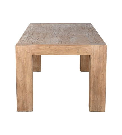 Home ESPRIT eettafel in natuurlijk elmhout, 220x100x76 cm, showing the rectangular dining table with smooth wood finish.