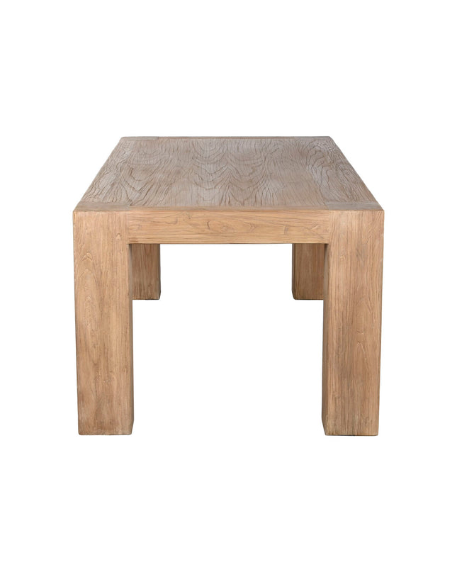 Home ESPRIT eettafel in natuurlijk elmhout, 220x100x76 cm, showing the rectangular dining table with smooth wood finish.