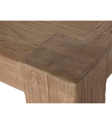 Home ESPRIT eettafel in natuurlijk elmhout, 220x100x76 cm, with a sturdy wooden tabletop and modern design for dining space.