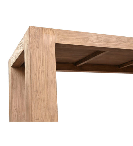 Home ESPRIT eettafel in natuurlijk elmhout, 220x100x76 cm, sturdy rectangular dining table with smooth wood finish.