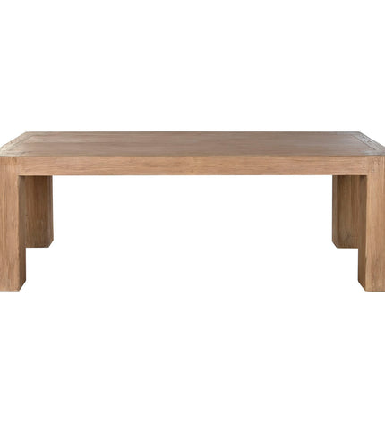 Home ESPRIT eettafel in natuurlijk elmhout, 220x100x76 cm, showing a spacious dining table with a warm wood finish.