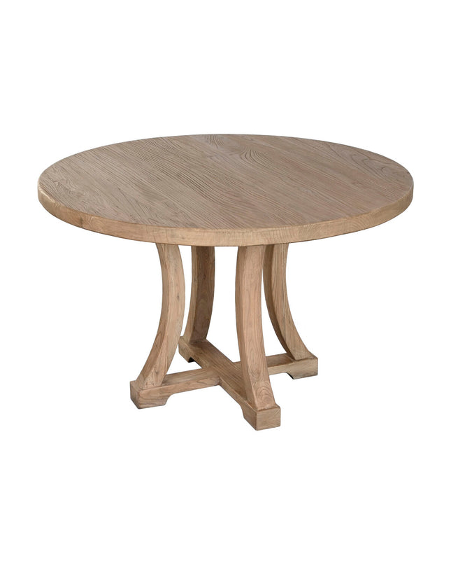 Home ESPRIT eettafel in natuurlijk elmhout, 120x120x76 cm, with a sturdy rectangular design and smooth wood finish.