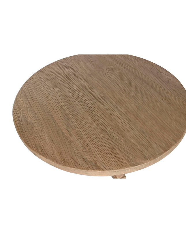 Home ESPRIT eettafel in natuurlijk elmhout, 120x120x76 cm, with a smooth wooden surface and sturdy legs for dining room.
