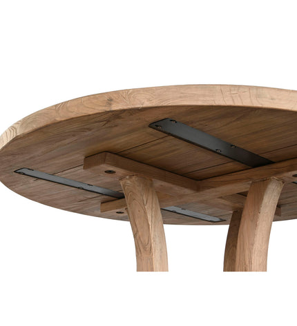 Home ESPRIT eettafel in naturel elmhout, 120x120x76 cm, showcasing the sturdy wooden surface and modern design.