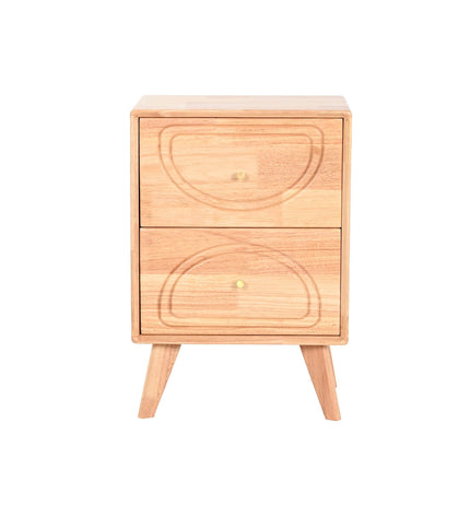 Home ESPRIT nightstand in wood finish with a single drawer and open shelf, measuring 40x30x58 cm for bedroom furniture.