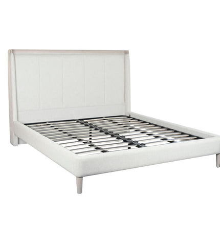 Home ESPRIT light grey bed in a spacious bedroom with a sturdy frame and modern design, measuring 196 x 223 x 135 cm.