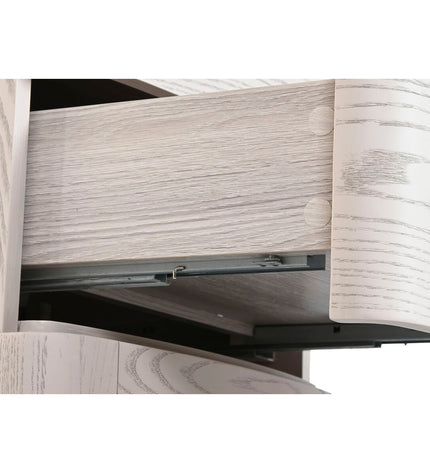 Home ESPRIT light gray nightstand with 53x42x56.2 cm dimensions, featuring a sleek design and modern furniture style.