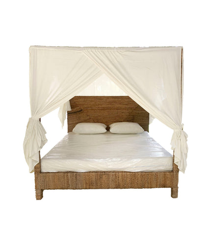 Home ESPRIT bed in a spacious bedroom, showcasing the 209x188x198 cm frame with sleek design and modern style.