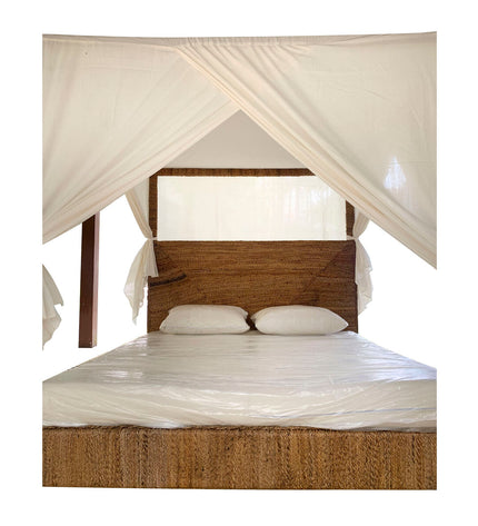 Home ESPRIT bed in a bedroom setting, showcasing a large double bed measuring 209x188x198 cm with a modern design.