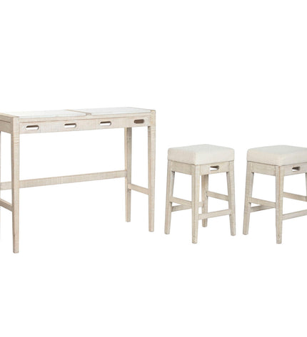 Home ESPRIT dining table with white natural finish and matching chairs, measuring 112x40x96 cm, in a home interior setting.